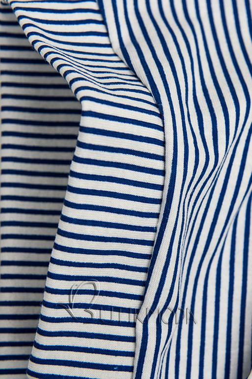 Fehér és kék színű csíkos ruha rátéttel PLUS SIZE IV.