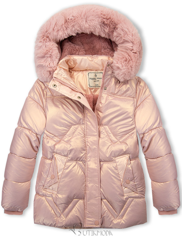 Rózsaszínű gyerek kabát levehető kapucnival