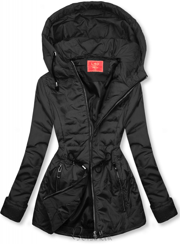 Fekete színű steppelt könnyű kabát