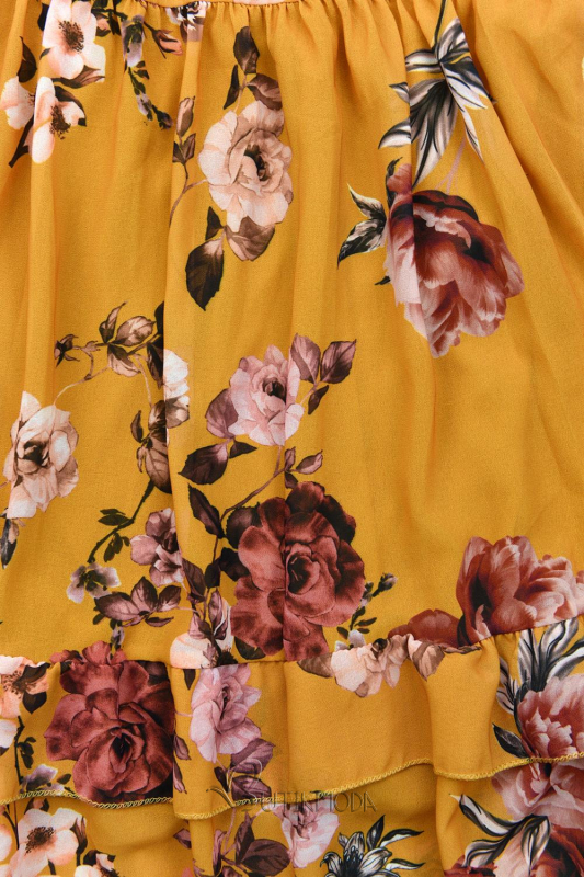 Sárga színű virágmintás ruha