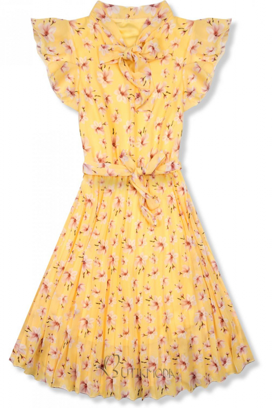 Sárga színű virágmintás nyári ruha