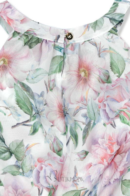 Zöld és rózsaszínű virágmintás ruha Laura/O'la Voga