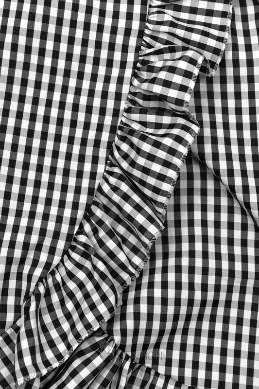 Fekete és fehér színű kockás miniruha