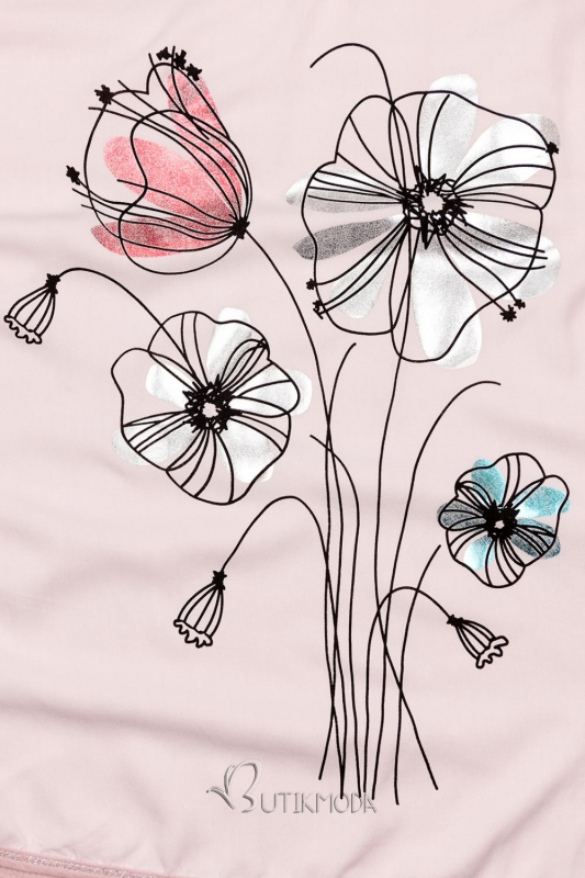 Rózsaszínű virágmintás póló