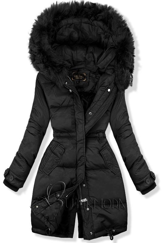 Fekete színű hosszított kabát