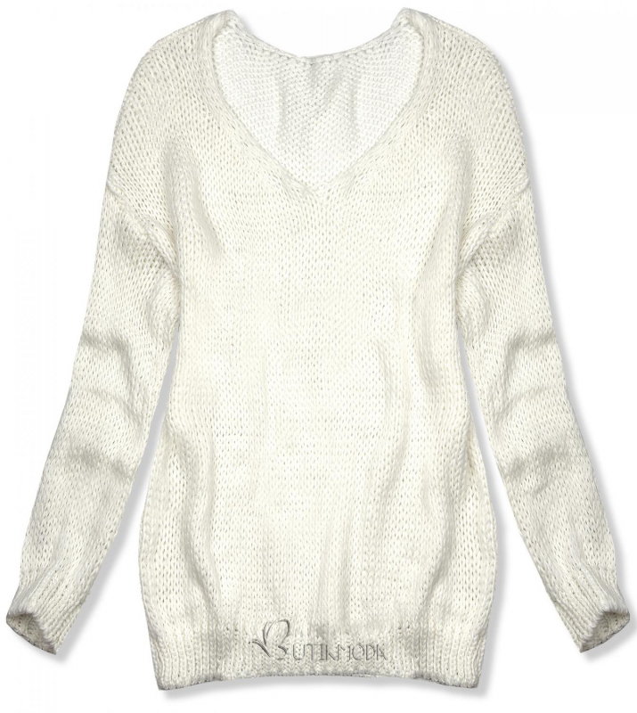 Fehér színu kötött pulóver