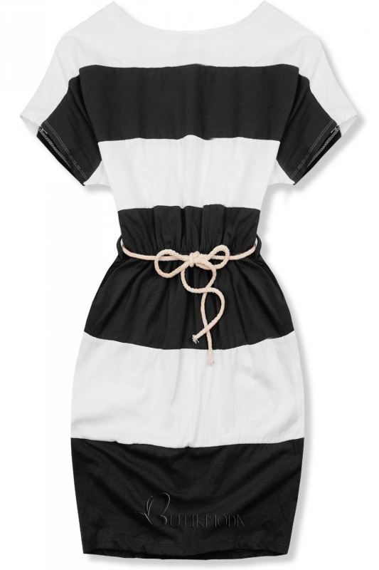 Fekete és fehér színű csíkos ruha