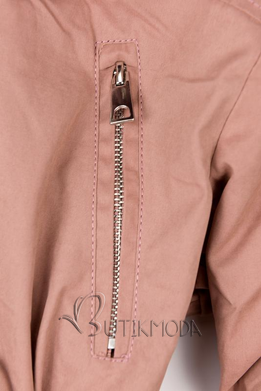 Rózsaszínű parka kabát, meleg plüss béléssel