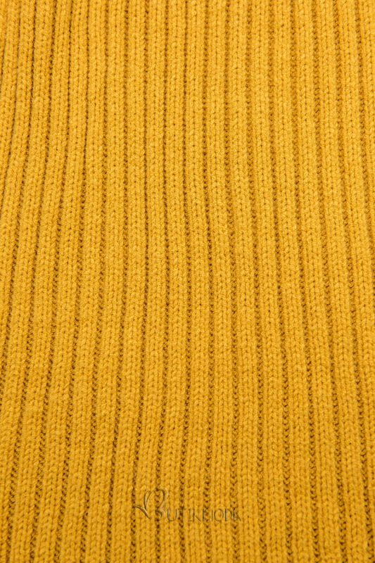 Sárga színű kötött garbóruha