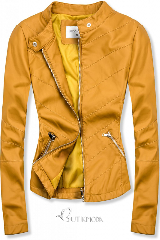 Sárga színű műbőr dzseki