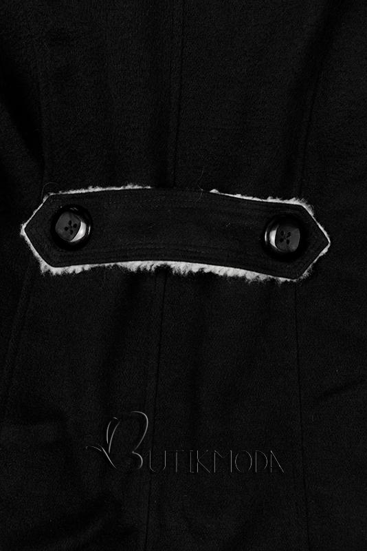 Téli kabát műszőrme béléssel - fekete színű