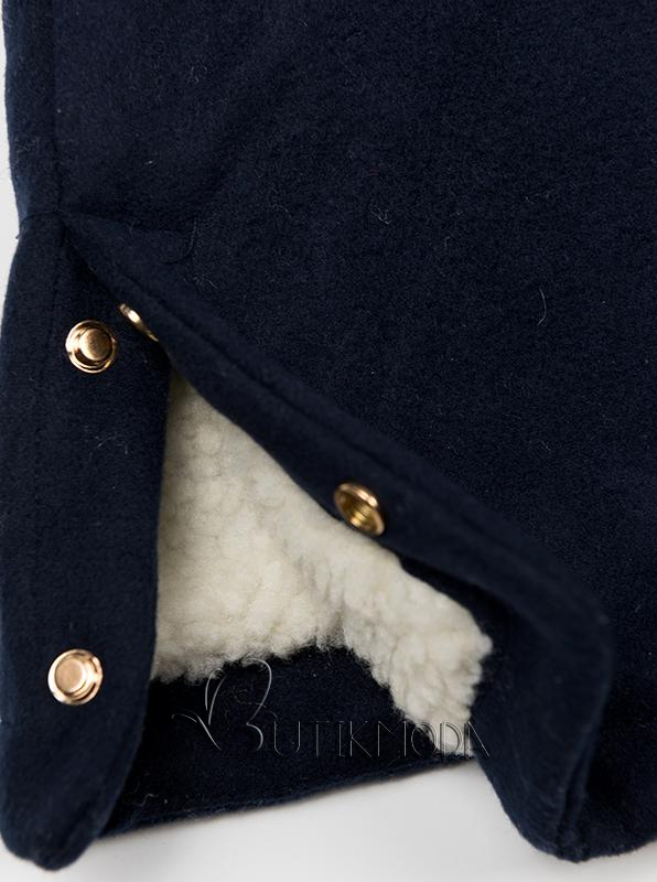 Téli kabát műszőrme béléssel - sötétkék színű