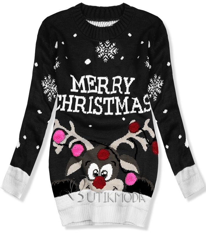 Fekete színű pulóver Merry Christmas
