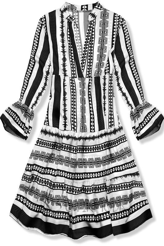 Fekete és fehér színű mintás ruha/tunika I.