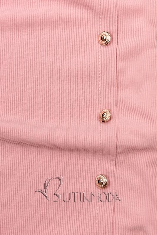 Rózsaszínű stretch ruha dekoratív gombokkal