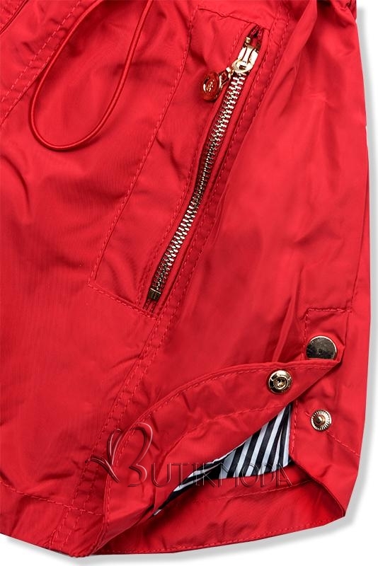 Piros színű könnyű parka kabát
