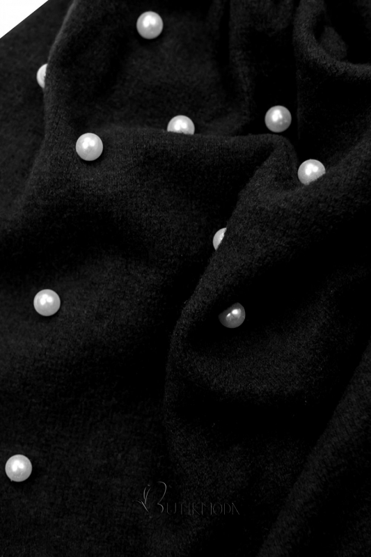 Fekete színű elegáns ruha gyöngyökkel