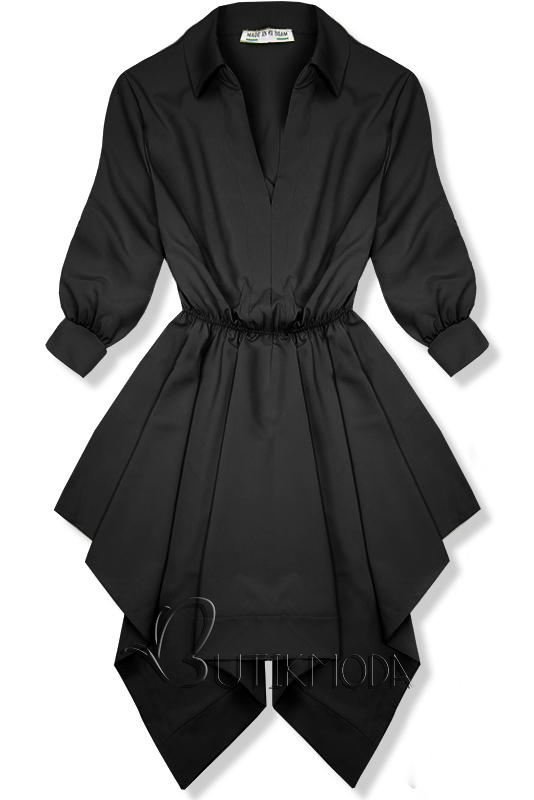 Fekete színű ingruha, aszimmetrikus szoknyával