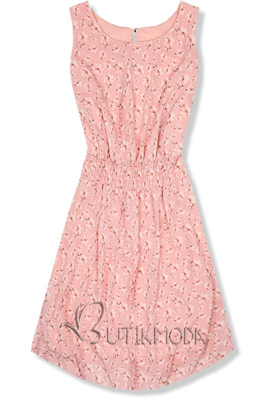 Rózsaszínű virágmintás könnyű nyári ruha
