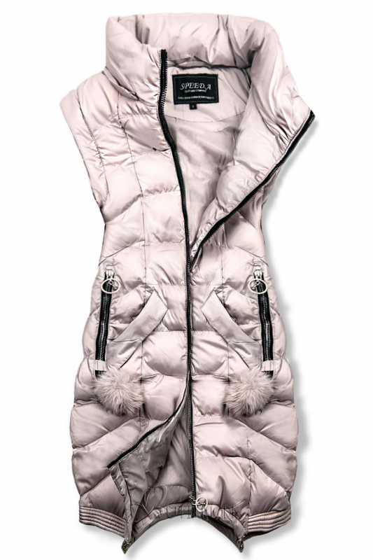 Rózsaszínű hosszított téli kabát/mellény