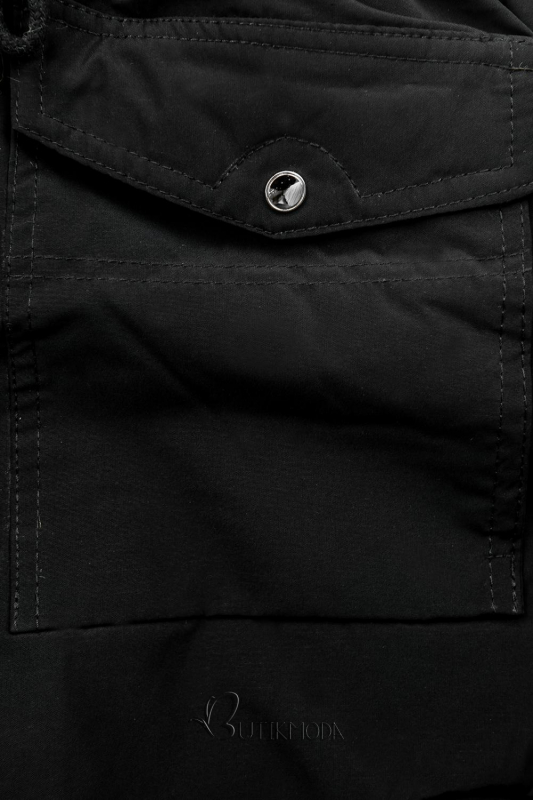 Parka kabát levehető béléssel - fekete színű