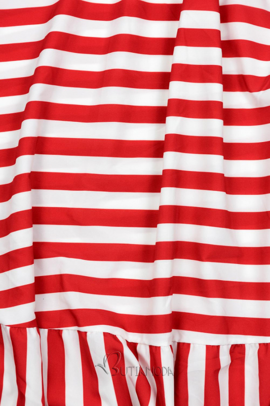 Piros és fehér színű, tengerész stílusú maxi ruha