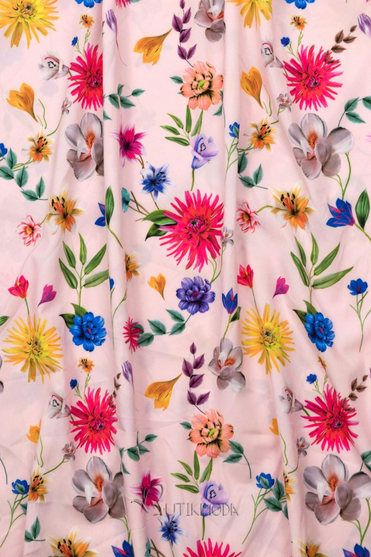 Púderrózsaszínű virágmintás maxi ruha