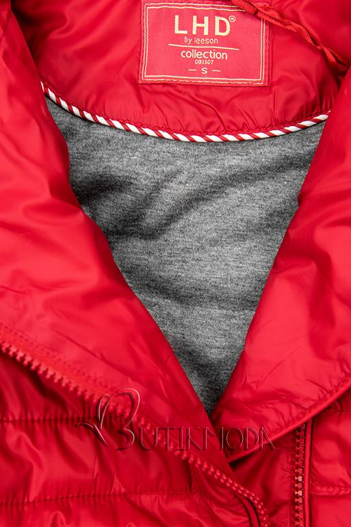 Piros színű steppelt tavaszi dzseki
