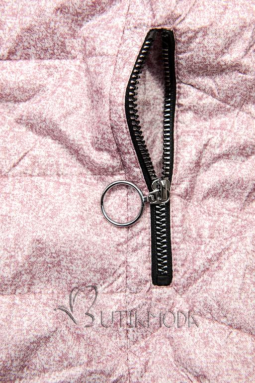 Rózsaszínű tavaszi dzseki, melírozott mintával