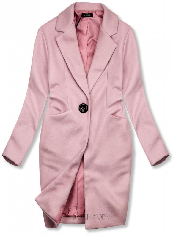 Rózsaszínű tavaszi kabát egygombos záródással