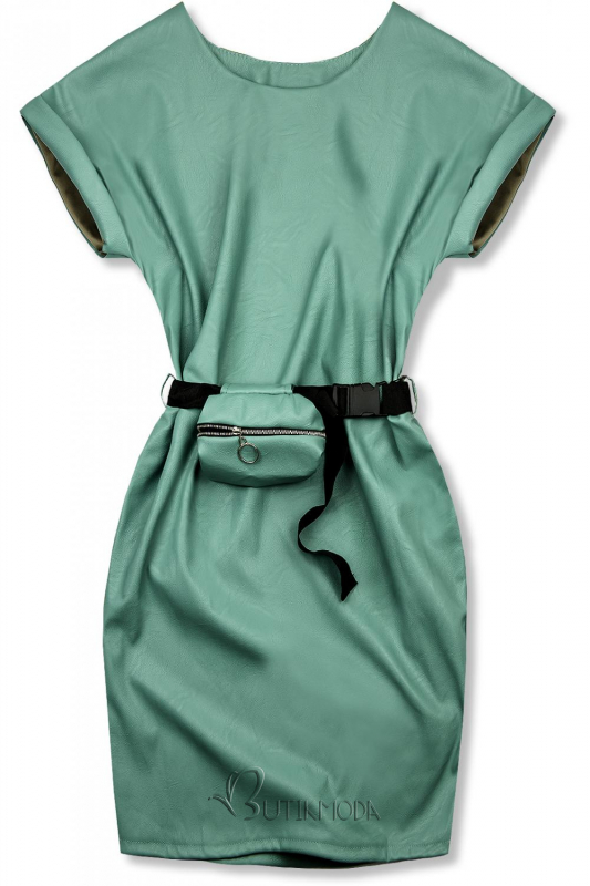 Zöld színű műbőr hatású ruha