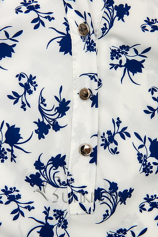 Fehér és kék színű virágmintás ing