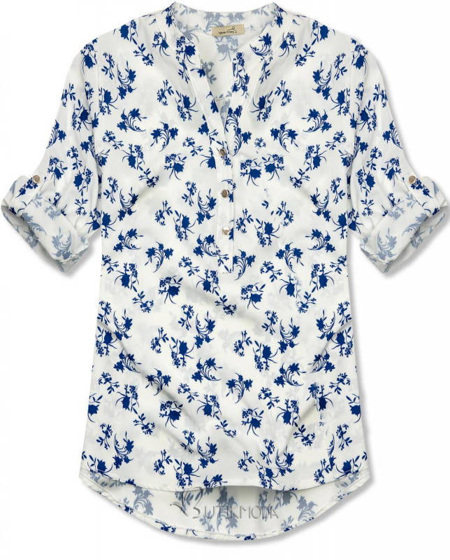 Fehér és kék színű virágmintás ing