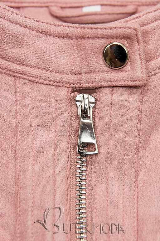 Rózsaszínű szarvasbőr hatású dzseki
