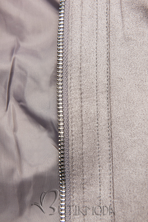 Szürke színű szarvasbőr hatású dzseki