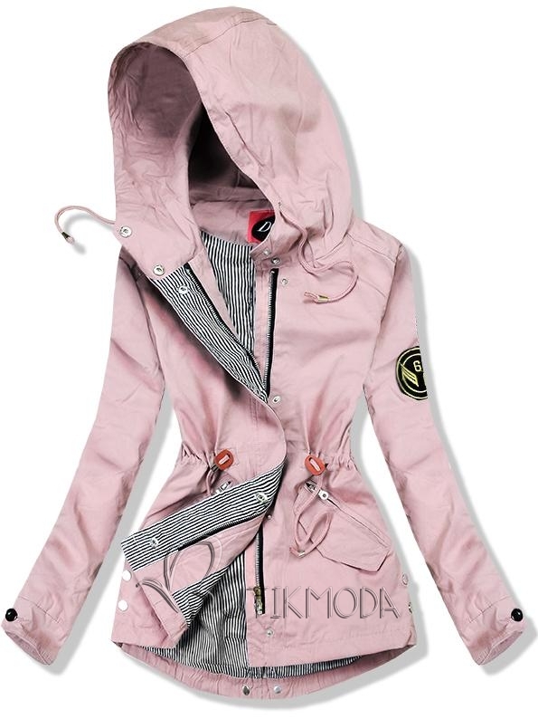 Rózsaszínű parka kabát, ezüstszürke színű részletekkel