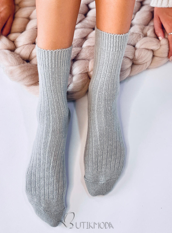 Világosszürke színű meleg női zokni