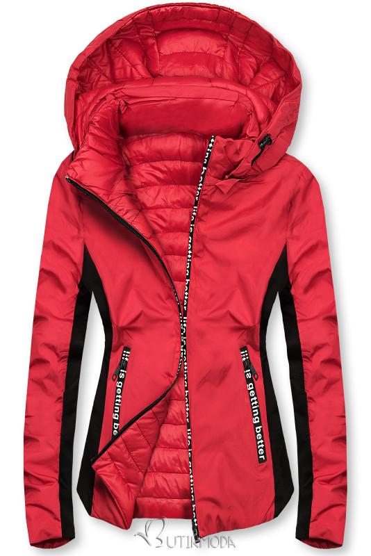 Piros színű sportos kifordítható dzseki
