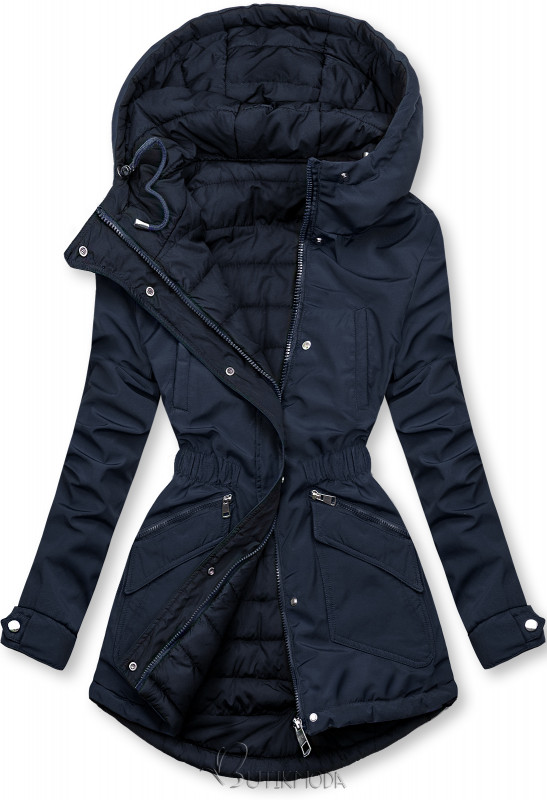 Kifordítható kabát behúzással - sötétkék színű