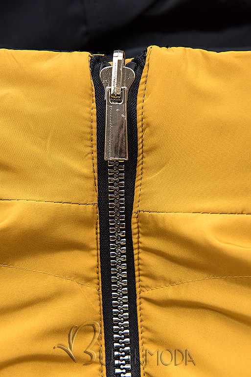 Kifordítható kabát - sötétkék és sárga színű
