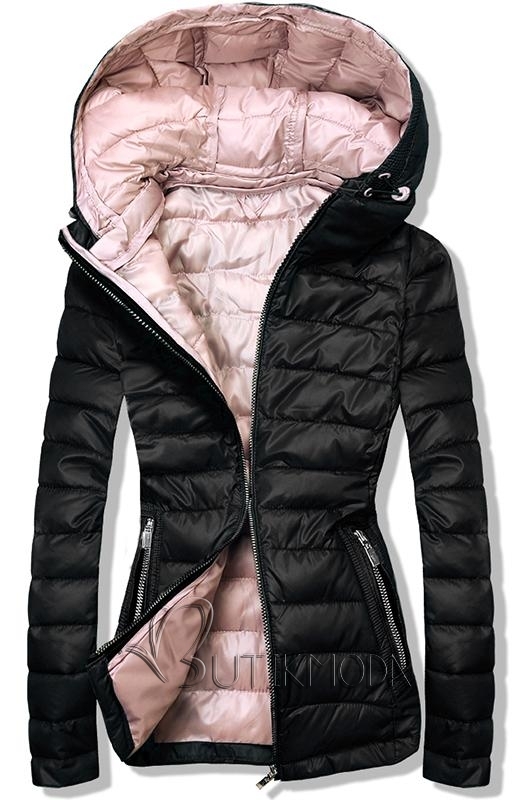 Fekete és rózsaszínű steppelt dzseki