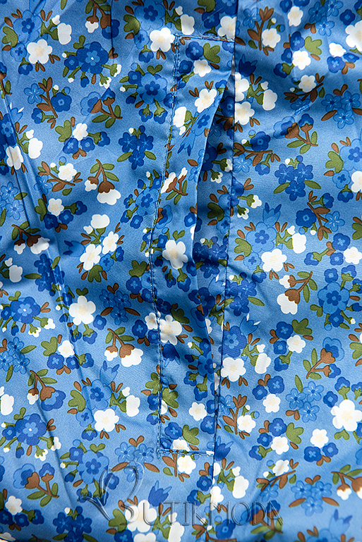 Kék színű kifordítható dzseki virágmintás belső résszel