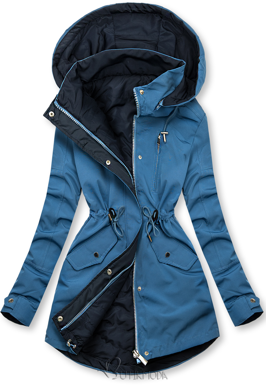 Kifordítható kabát - kék és sötétkék színű