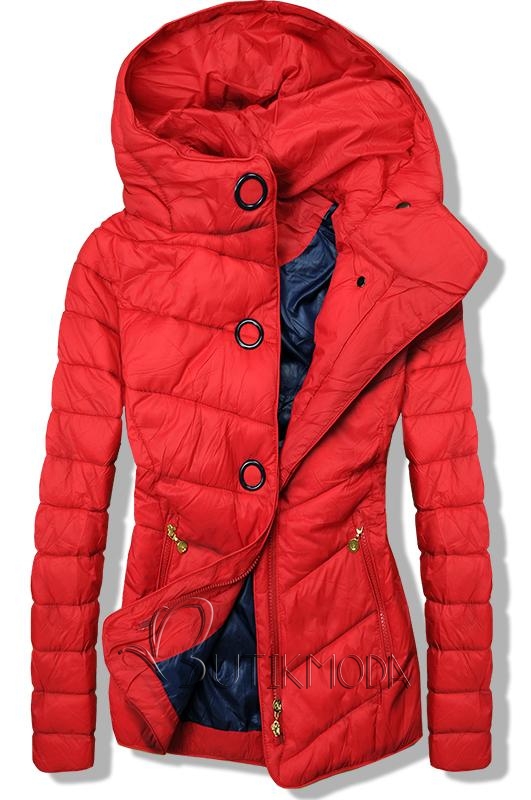 Piros színű könnyű tavaszi steppelt dzseki