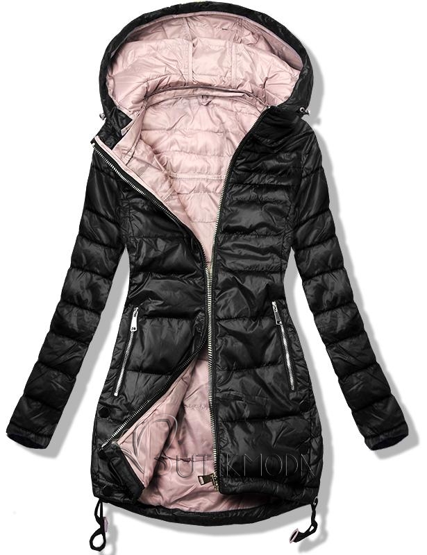 Fekete és rózsaszínű hosszított kabát