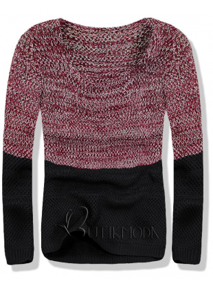 Piros/fekete színű pulóver 6591