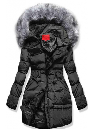 Fekete színű téli kabát