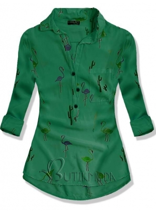 Zöld színű ing nyomotmintával