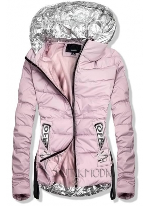 Rózsaszínű dzseki, ezüstszürke színű elemekkel