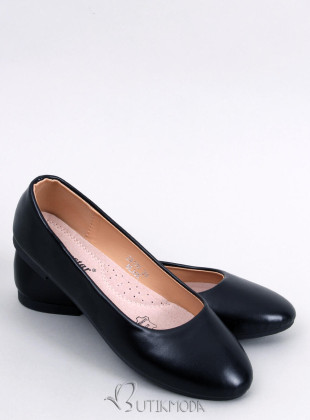 Fekete színű bőr balerina cipő